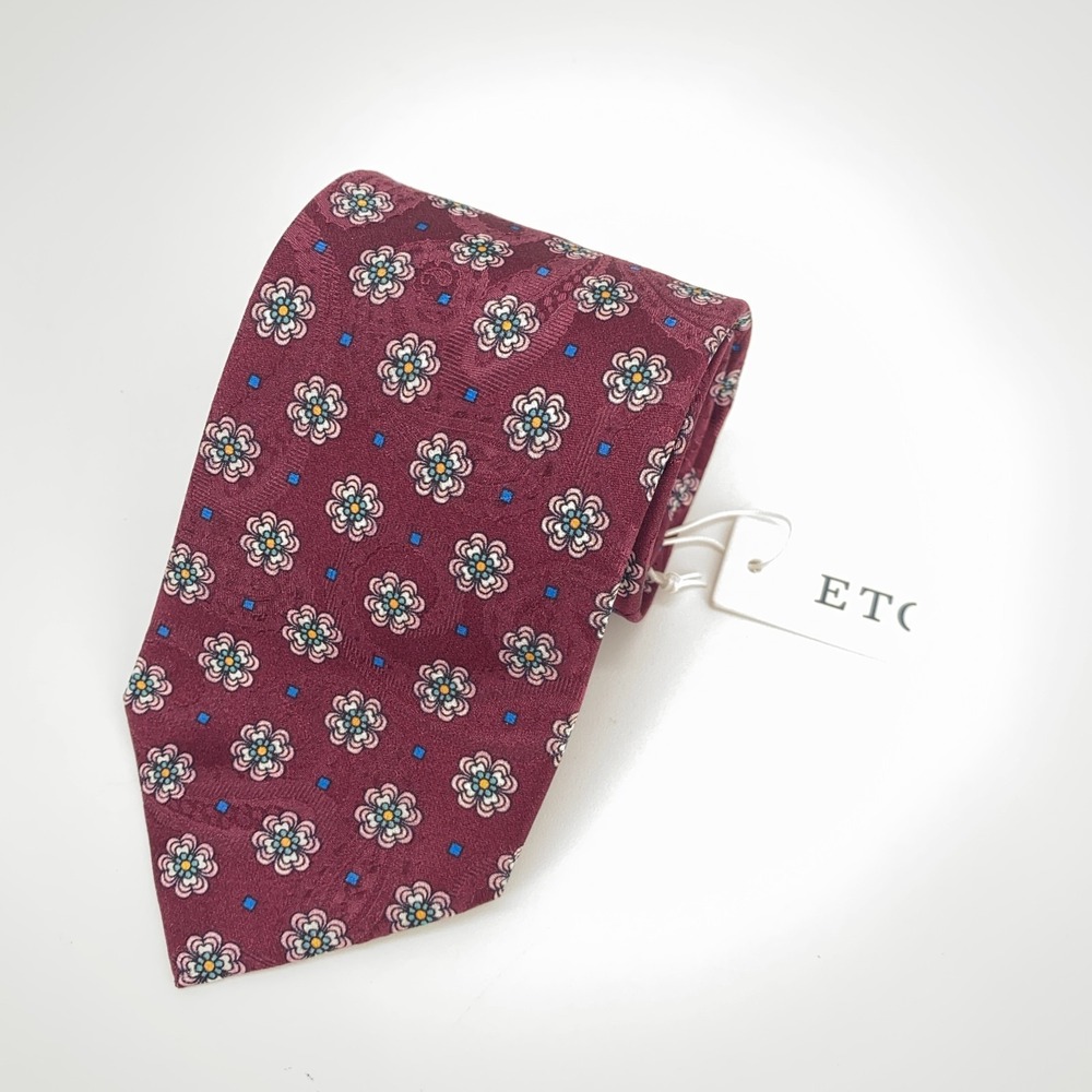 Eton Tie Mens One Size Multi Floral Silk Luxury Classic Fit Necktie Italy Made